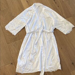 White Lace Bridal Robe with Belt